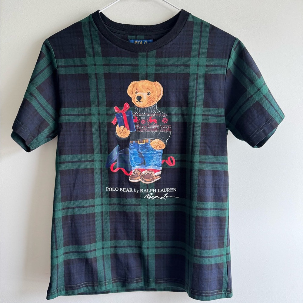 Polo by Ralph Lauren Black & Green Plaid Bear Graphic Tee